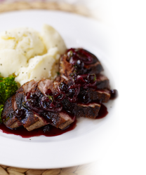 Pan Fried Duck Breast Served With a Rich Sauce of Blackcurrant Jam