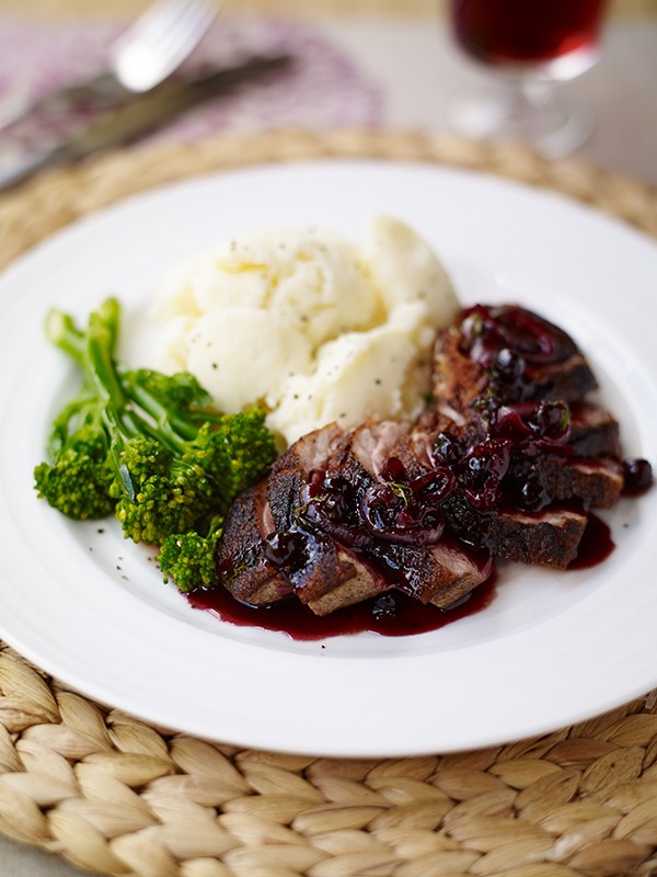 Pan Fried Duck Breast Served With a Rich Sauce of Blackcurrant Jam